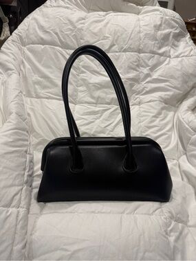 Structured Black Shoulder Bag with Double Handles